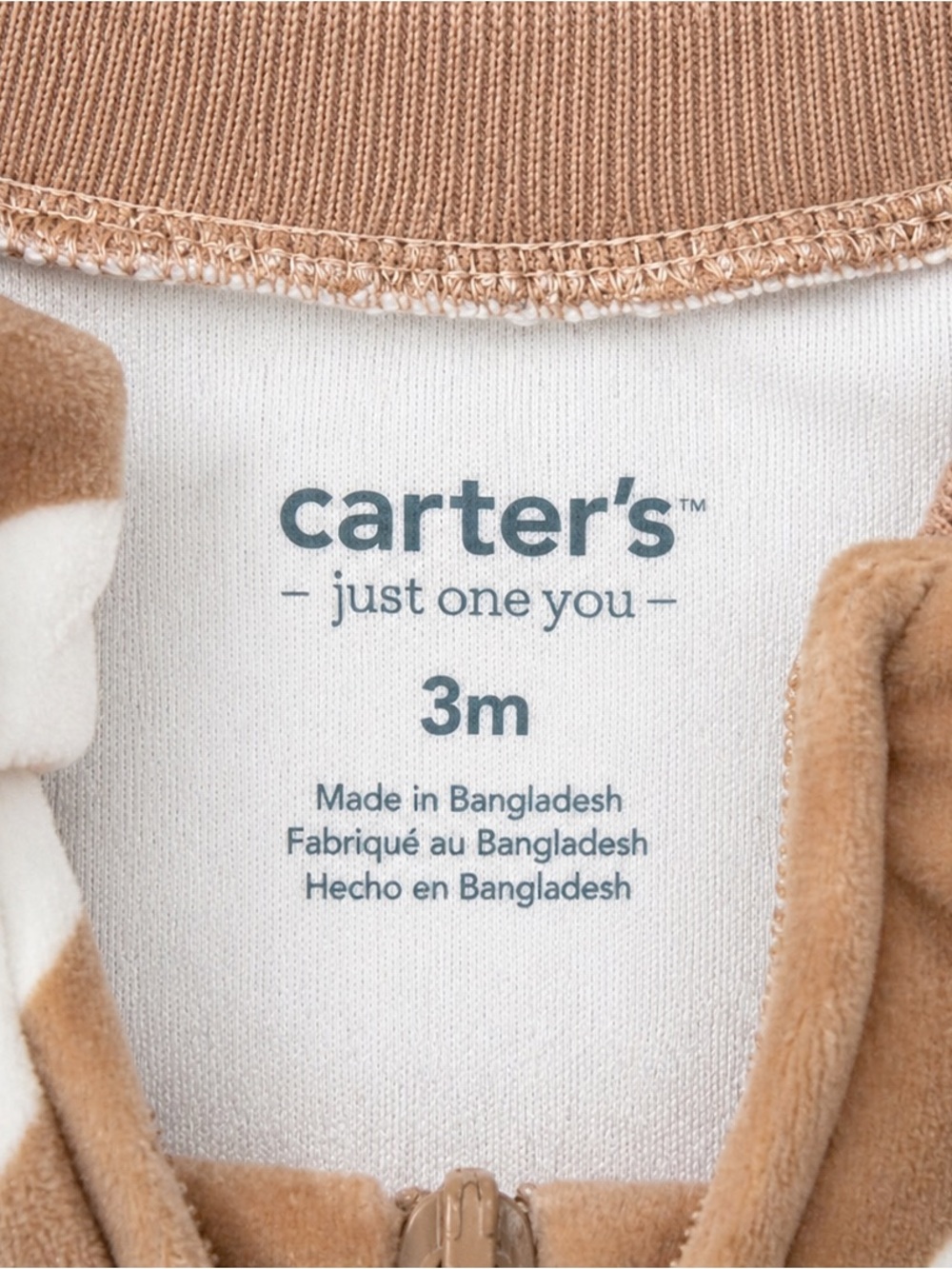 Carter’s 3M Baby Boy Fleece Footed Pajamas Bear Print Zip Sleeper Brown Cozy NWT - Picture 4 of 4